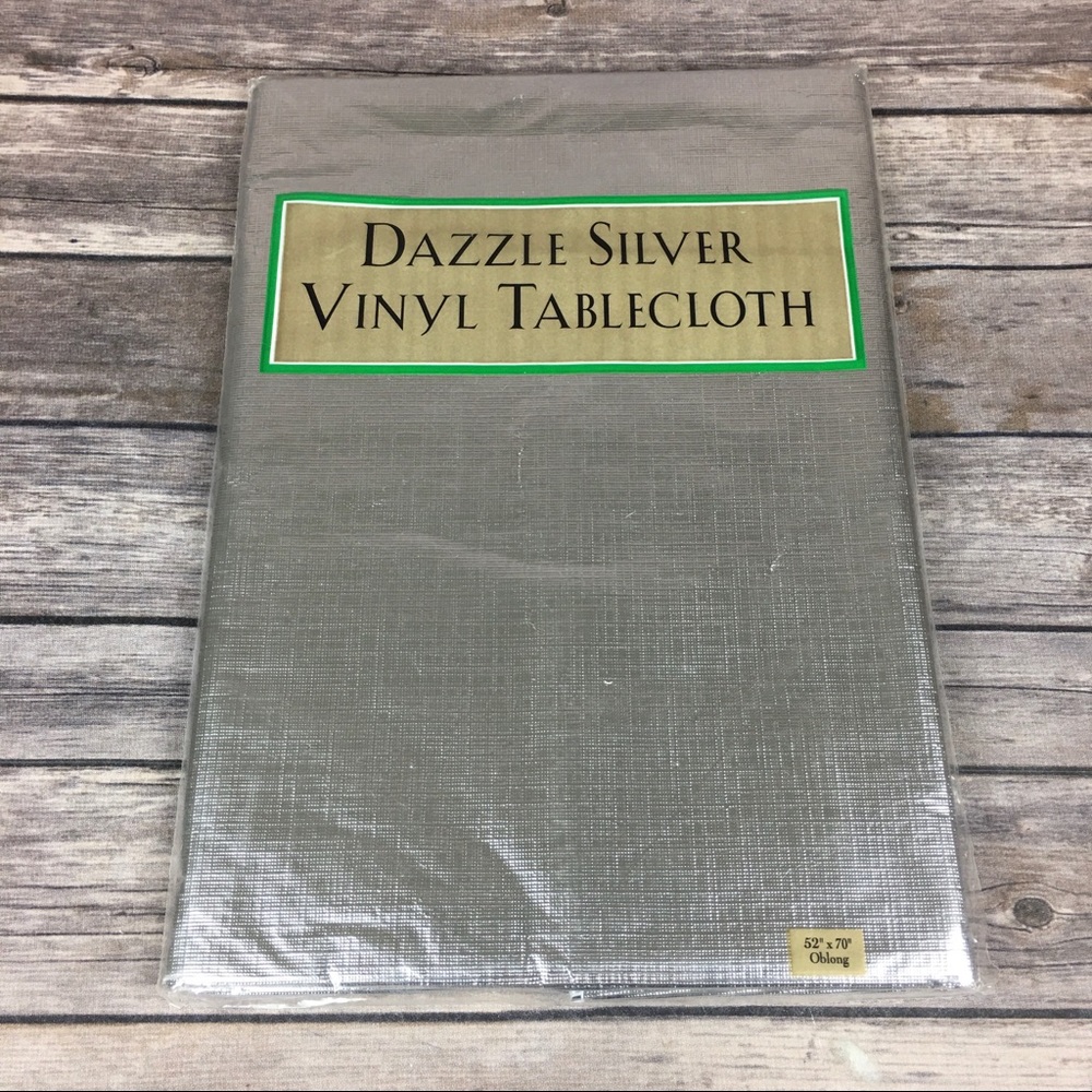 Dazzle Silver Vinyl Tablecloth Oblong 52" x 70"